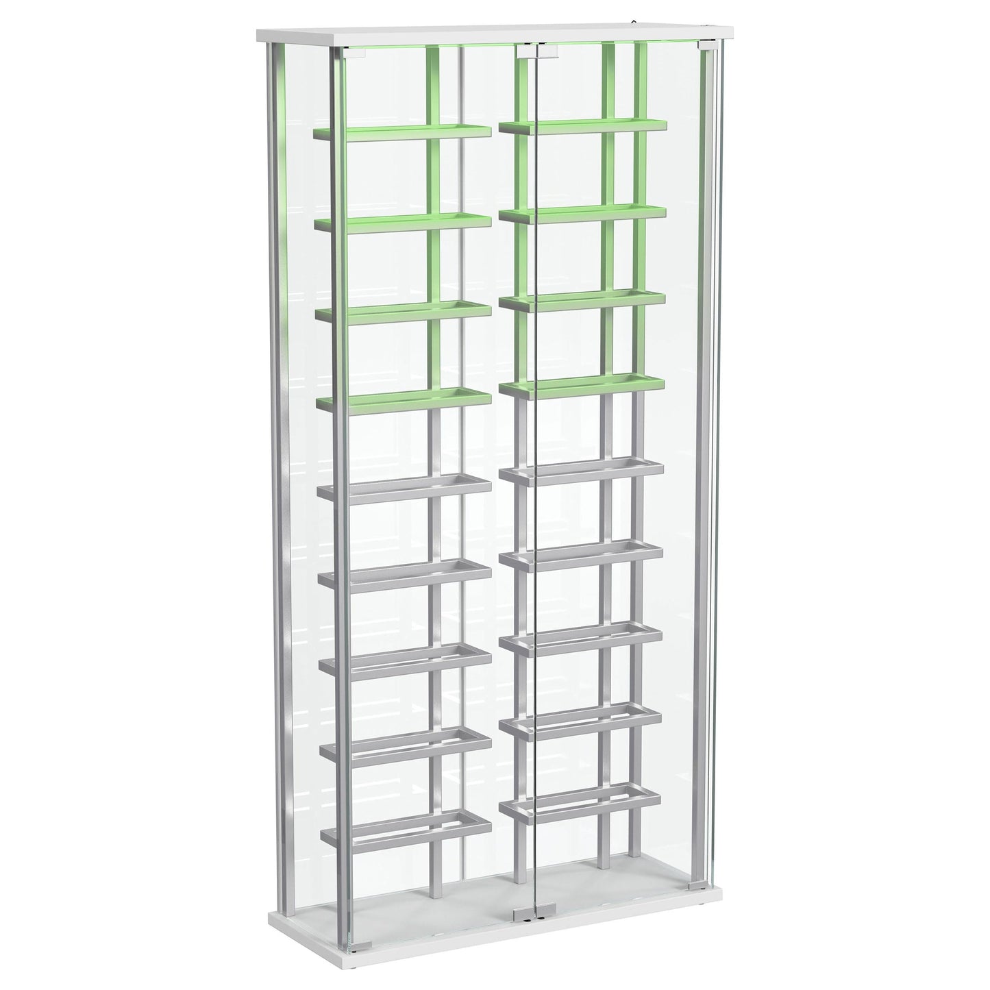 Coaster Home Furnishings Montara LED Tempered Glass Wine Storage Curio Cabinet, Modern Curio Bar Cabinet with Glass Doors and LED Strips, Chrome