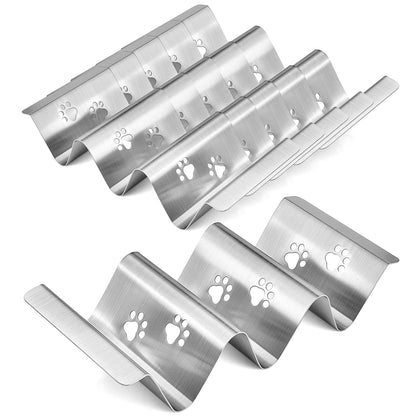 Mini Taco Holders Set of 6 Stainless Steel Taco Holder for Kids Taco Night - Premium Easy To Use and Clean Taco Stand For 3 Soft Hard Shell Tacos - Perforated with Bear Paw