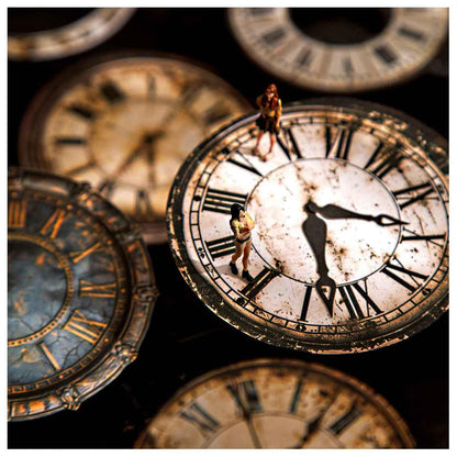 CraftBloom 90PCS Steampunk Clock Junk Journal Supplies, Vintage Cardstock Clock Faces with Movable Hands & Metal Brads, DIY Scrapbook Embellishments for Junk Journal, Collage, Mixed Media Craft
