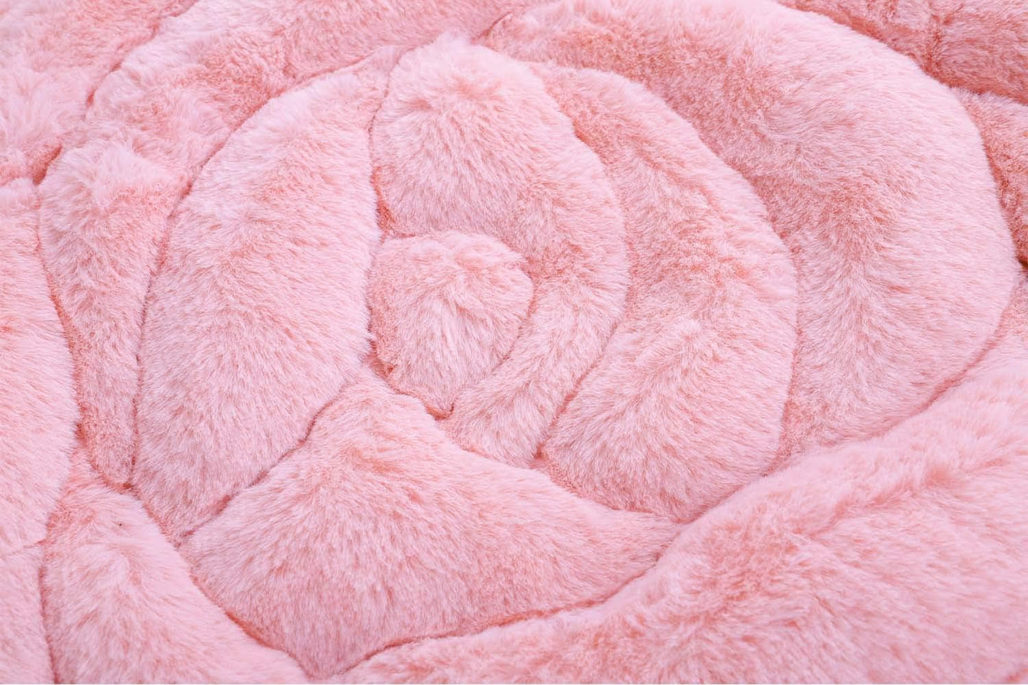 Chic Rose Flower Chair Pad, Soft Faux Fur Cushion for Dining Chairs, No Slip Floor Pillow, Home Decor, Pink