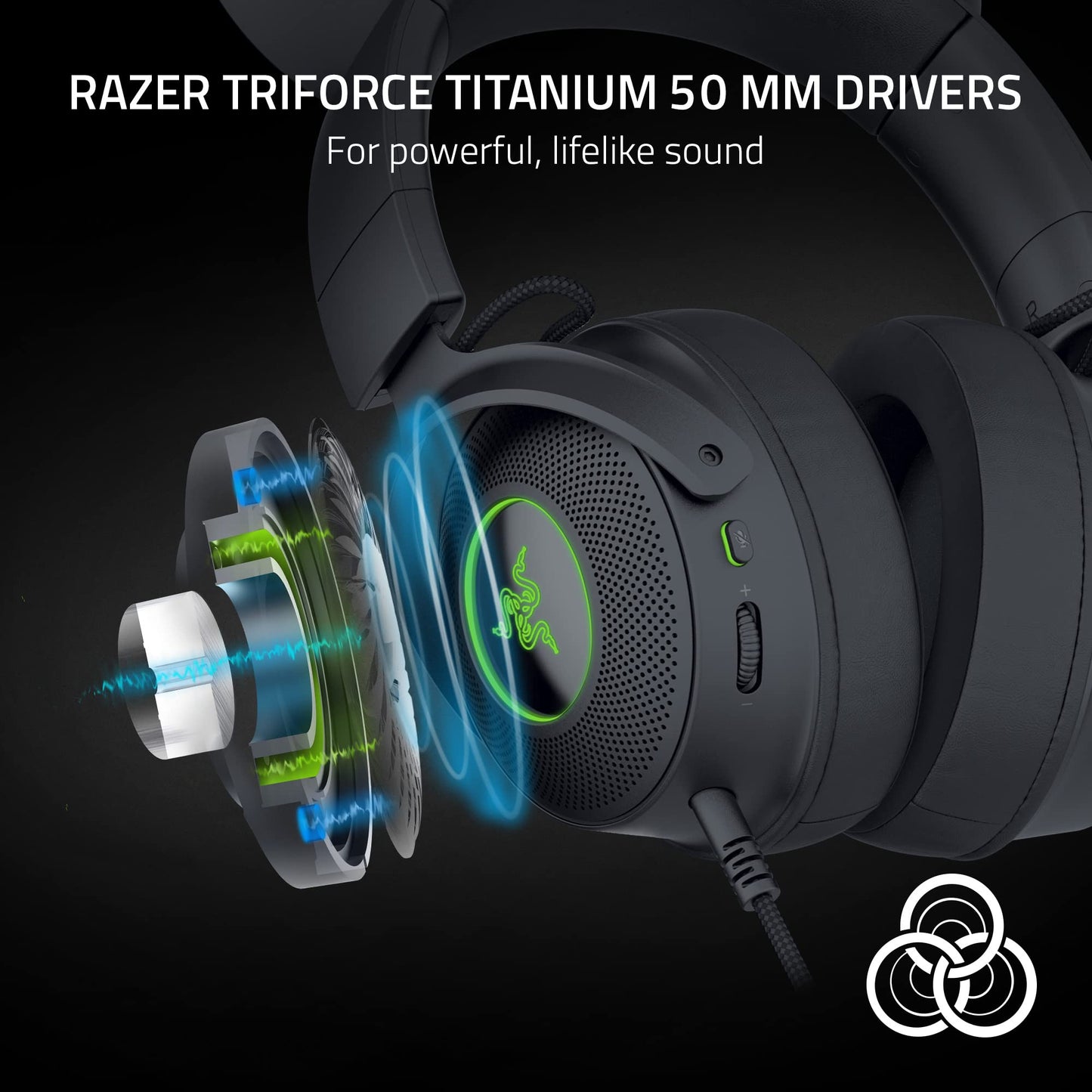 Razer Kraken Kitty V2 Pro Wired RGB Headset: Interchangeable Ears (Kitty, Bear, Bunny) - Stream Reactive Lighting - Detachable HyperClear Cardioid Mic - 50mm Drivers - 7.1 Surround Sound - Black