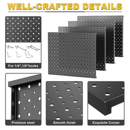 Ultrawall Pegboard Display Stand, Metal Tabletop Pegboard Display, Accessories Rack Organizer for Jewelry, Retail Stores, Craft Shows, 12"X16", 4pcs Black
