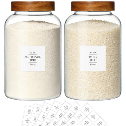 KEYWING 1 Gallon Large Glass Jars With Airtight Lid, 2Pcs Glass Food Storage Containers With Lids, Flour Rice Contianers for Pantry Kitchen Organization Egg Cookie Sugar Cereal (128 oz /3800ml)