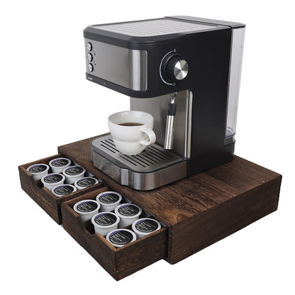 HTB K Cup Holder Compatible with K Cups,Coffee Pod Holder Holds Up 30 Cups,K Cup Organizer Storage Drawer (Wood-b)