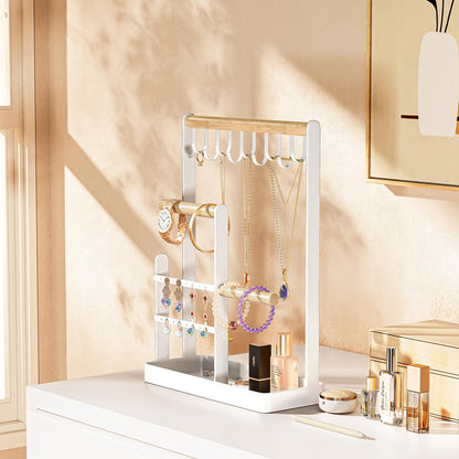 ProCase Cute Jewelry Stand, Aesthetic Jewelry Organizer for Dresser Vanity, Jewelry Holder Display for Necklaces Earrings, Gifts for Teen Girls Women, Bedroom Dorm Decor -Medium, White