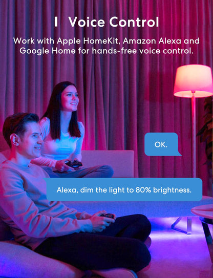 meross Smart LED Strip Lights Works with Apple HomeKit, 16.4ft WiFi RGB Strip, Compatible with Siri, Alexa&Google and SmartThings, App Control, Color Changing Led Strips for Bedroom, TV