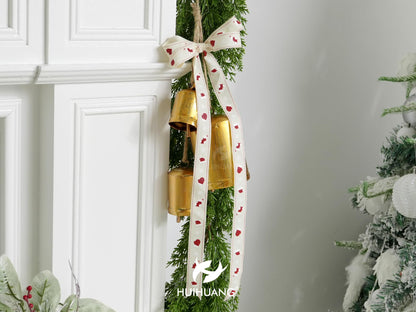 HUIHUANG Rustic White Christmas Ribbon for Gift Wrapping 7/8" Wide x 25 Yards Twill Cotton Ribbon with Snowflake & Stocking Ribbons for Home Decor, Tree Ornaments, Wreaths, DIY Crafts