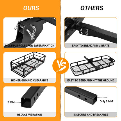 750 LBS Heavy Duty Folding Hitch Cargo Carrier, 2" Hitch Receiver Rear Luggage Rack Basket for SUV, Pickup Truck, Camping & Travel, 60" x 24" x 13.8", Black