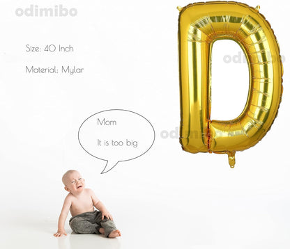 40 Inch Large Gold Letter D Foil Balloons Helium Mylar Balloon for Birthday Party Decoration - Gold-D