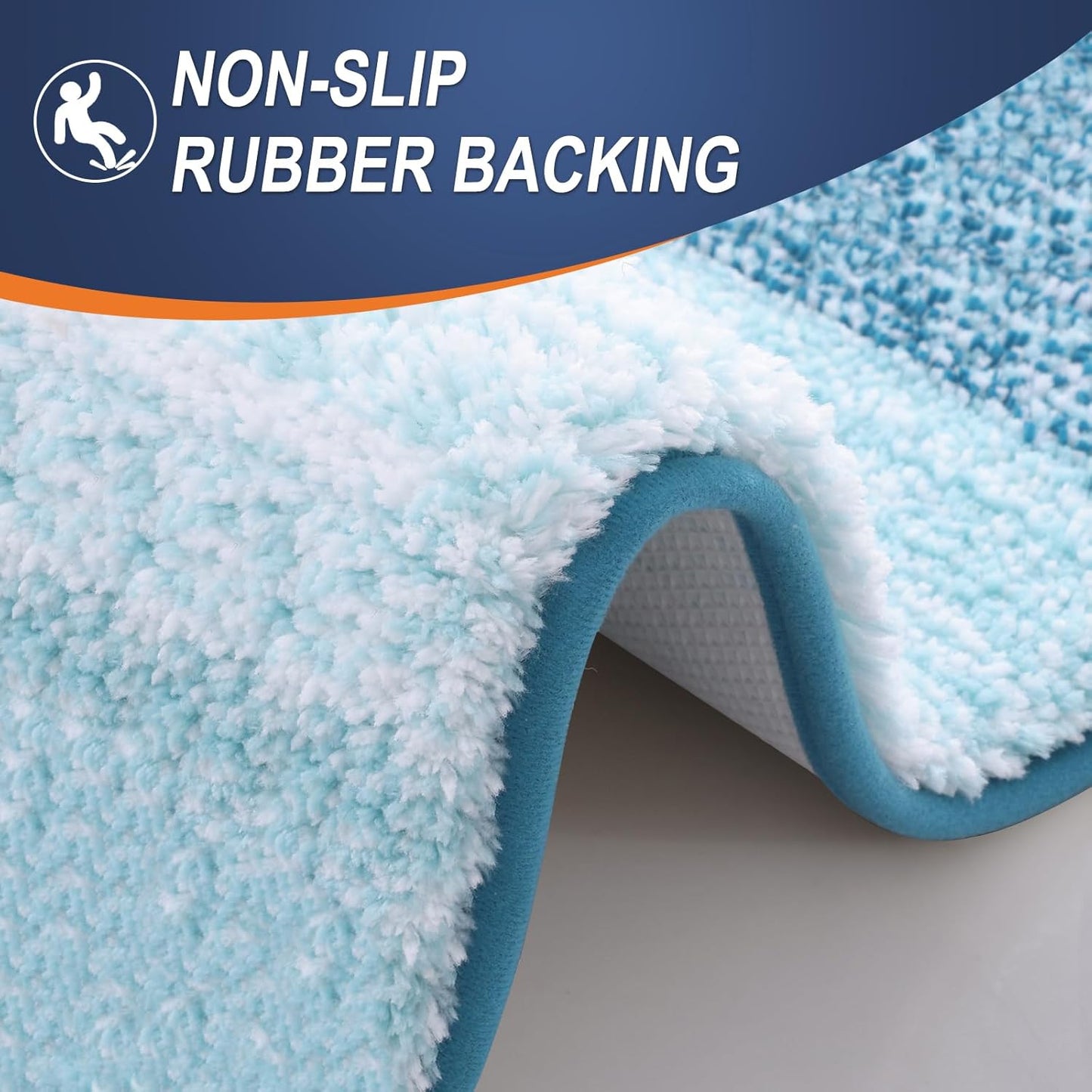OLANLY Bathroom Runner Rug - Extra Soft Microfiber Mat with Rubber Backing | Quick Dry, Washable, 59x24, Peacock Blue