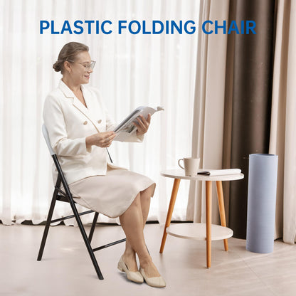 Winlice 10 Pack Thicker 800 LBS White Folding Chairs, Commercial Grade Folding Chair, Foldable Chairs for Events