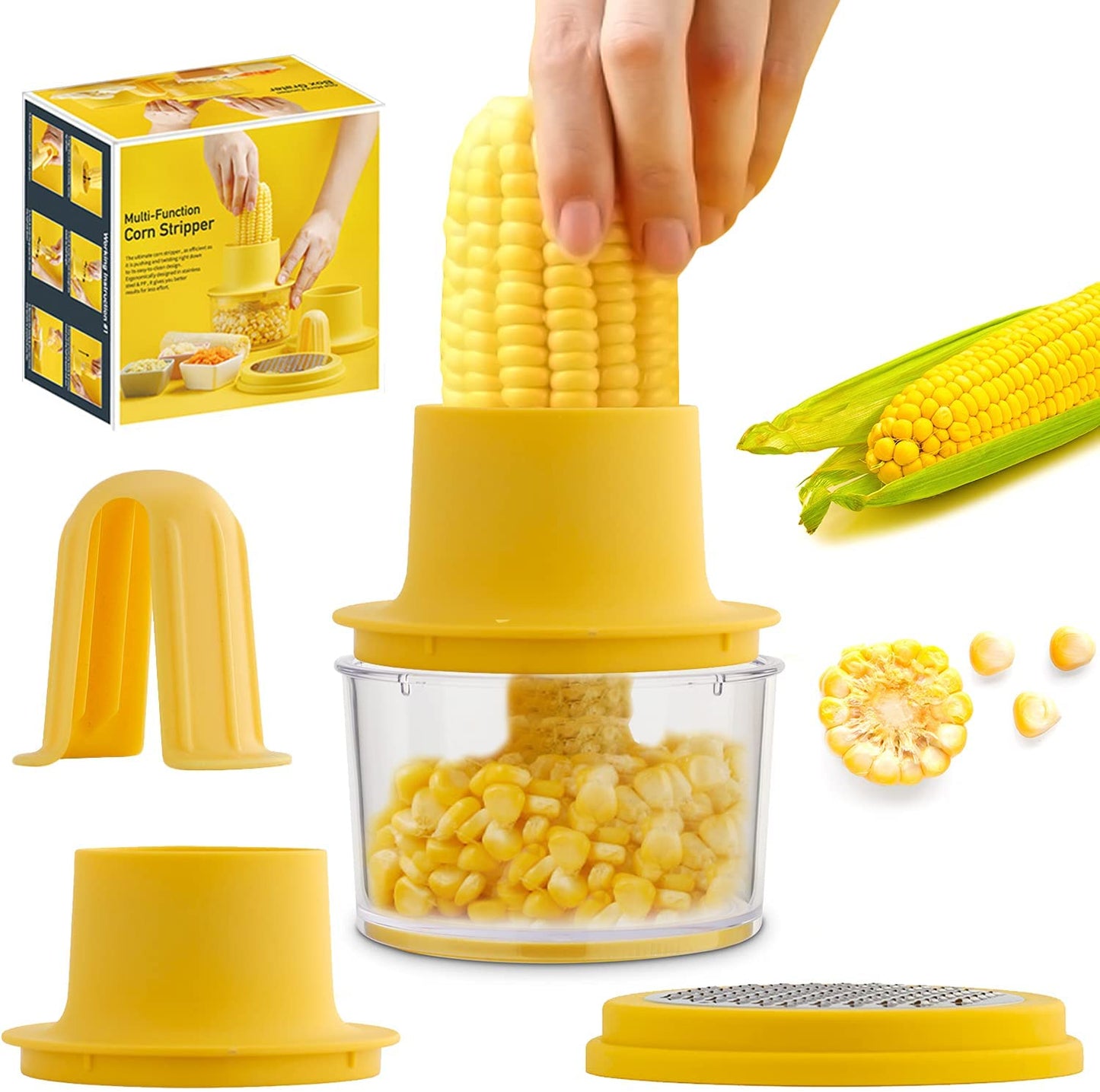 OLEKURT Corn Cob Stripper Tool, Corn Peeler for Corn on the Cob (Yellow)