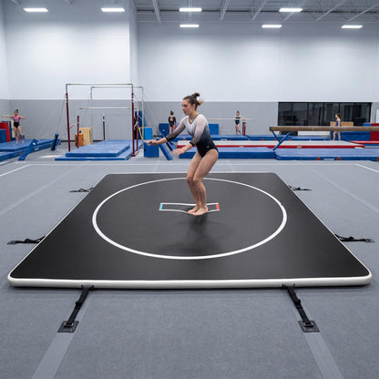 Fnova Inflatable Wrestling Mat 10x10 FT x 4 IN, PVC Portable Wrestling Mats for Home, 4" Thick Jiu Jitsu Mats with Circles for Wrestling, Martial Arts, Jitsu, BJJ, Boxing, MMA, Judo Indoor Outdoor Use