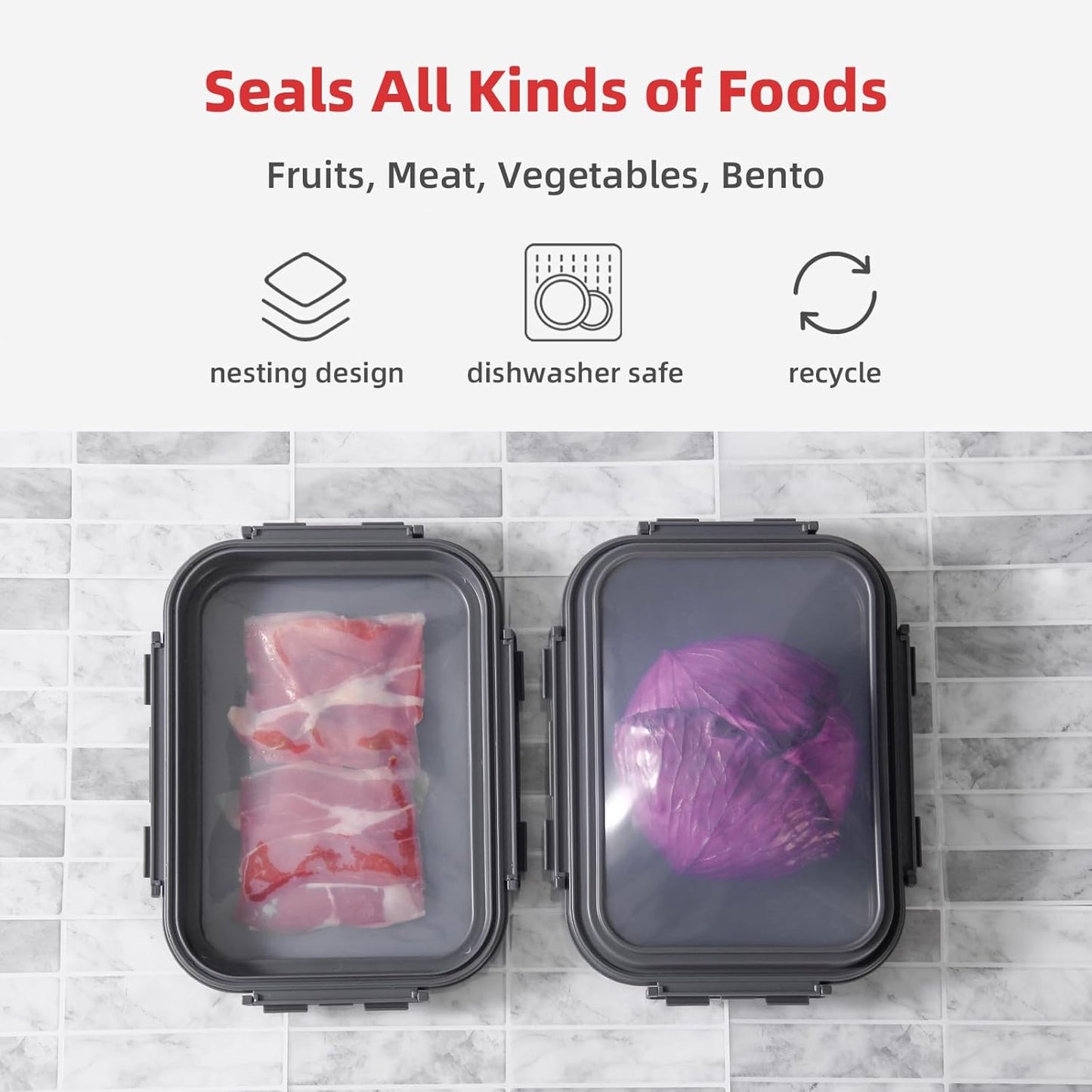 2-Piece Set K05-dark Airtight Food Storage Containers Avocado Saver, Onion Keeper, Silicone Kitchen Organizers