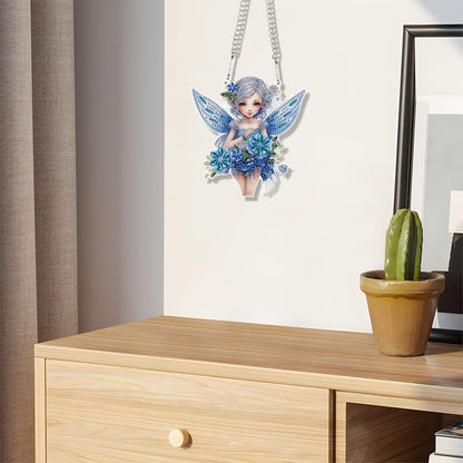 JZHYOAN Elf Diamond Art Kits Hanging Sign Gem Art Window Pendants Home Garden Wall Hanging Kits Hanging Diamonds Painting Pendant Cross Stitch Ornament Wall Hanging Acrylic Ornaments Craft