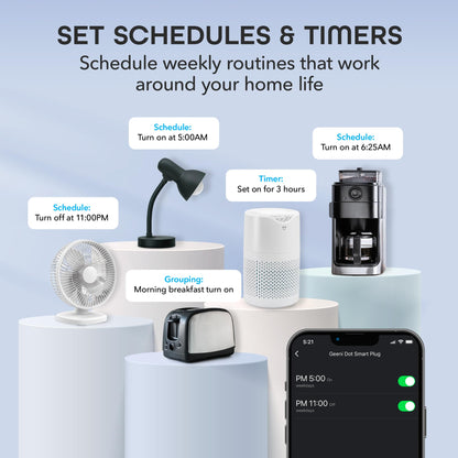 Geeni Dot Smart Plug with 2.4GHz WiFi Connectivity – 2-Pack Compact, Fire-Resistant Smart Outlet Plugs with Schedule & Timer – No Hub Needed, Supports Alexa & Google