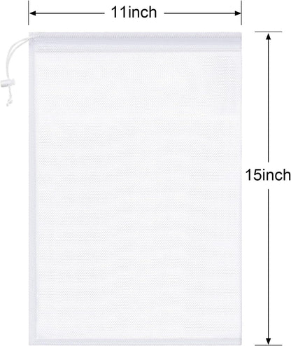 Frienda 6 Pieces Mesh Stuff Sack, 11 x 15 Inch Durable Nylon Drawstring Laundry Bag for Travel