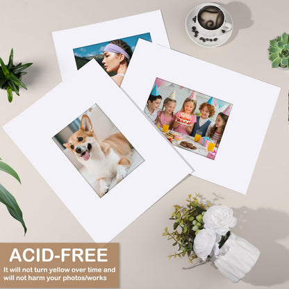 Prudiut 15 Pack 11x14 White Picture Mats, Frame Mattes for 5x7 Pictures Display Photo Frame Mat Core Bevel Cut Mat Board Show Kit for Photos, Prints, Artworks