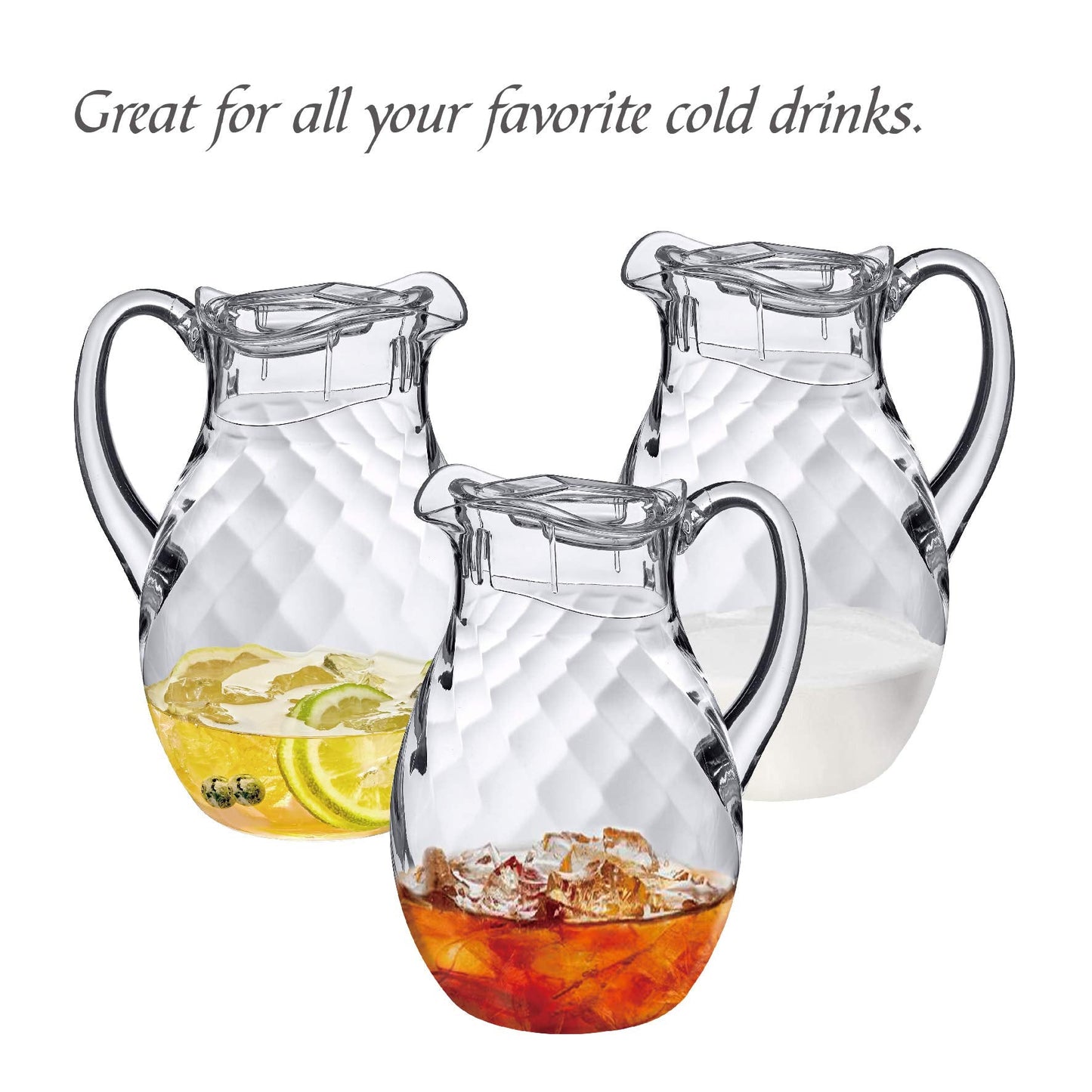 Amazing Abby - Bubbly Whirly - Plastic Pitcher (64 oz, 2 Quart), Clear Water Pitcher with Lid, Fridge Jug, BPA-Free, Shatter-Proof, Great for Iced Tea, Sangria, Lemonade, Juice, Milk, and More