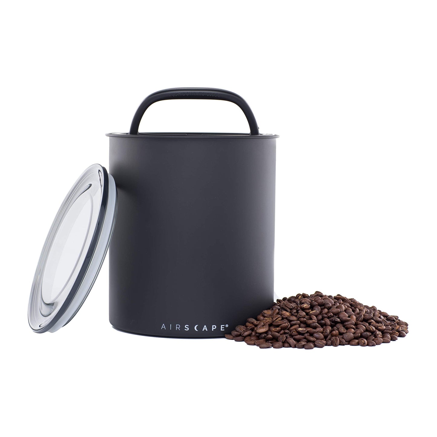 AirScape Kilo Coffee Storage Canister - Set of 3 - Large Food Container - US Patented Airtight Lid 2-Way Valve Preserve Food Freshness, Holds 2.2 lb Dry Beans (Large Kilo, Matte Black, White & Gray)