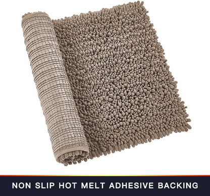 Walensee Non Slip Bathroom Rug (32x20 Inch, Taupe) - Water Absorbent, Soft Shaggy Chenille, Machine Washable Bath Mat