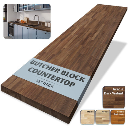 Howizz Walnut Butcher Block Countertop 60 x 25 x 1.5 Inches - Solid Wood Table Top for Desk Top, Dining Table, Workbench Top
