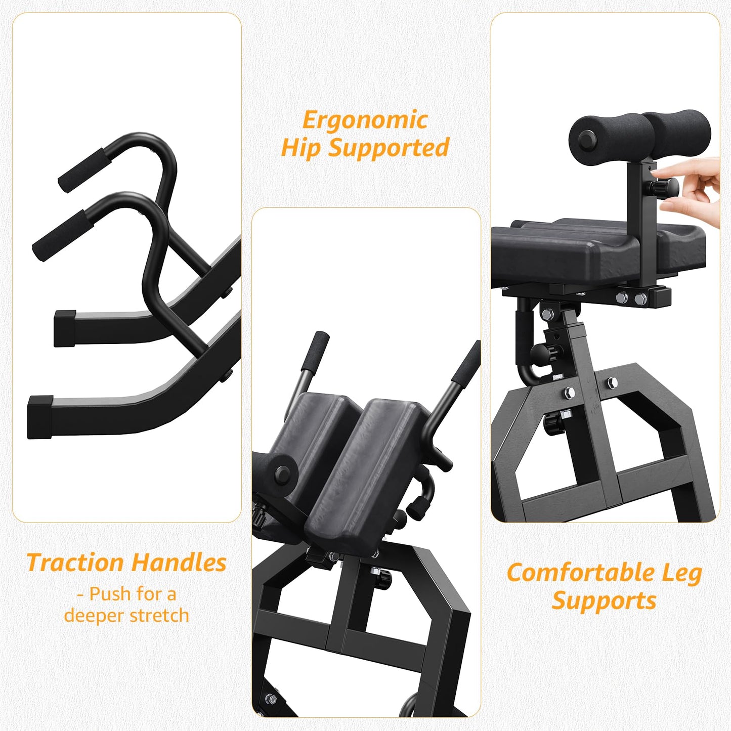 Heavy-Duty Inversion Equipment Roman Chair for Back Hyperextension and Core Strength Training, 350 lbs Capacity Decompression Bench for Home Gym