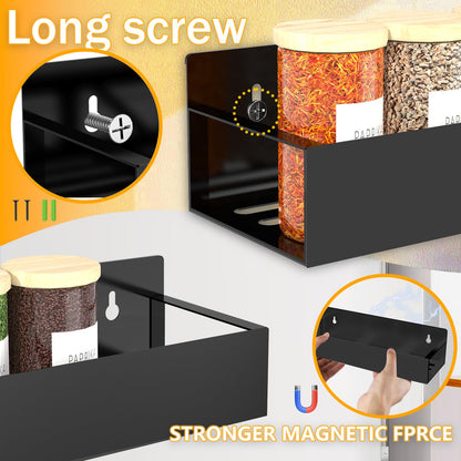 Magnetic Spice Rack Organizer for Fridge Seasoning Organizer for Kitchen storage with Screw Magnetic Shelf with Hook for Refrigerator and Oven (6pack)