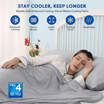 HOMFINE Cooling Blankets for Hot Sleepers, Lightweight Breathable Double Side Blanket for Bed, Grey