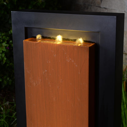 Zinc Metal Fountain with LED Lights - Rustic Elegance