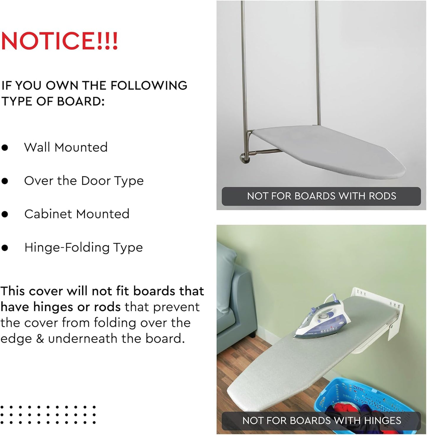 Encasa XO Ironing Board Cover and Pad - Thick 4mm Felt, Fits Medium Boards 42"x14", Stain-Safe Dye