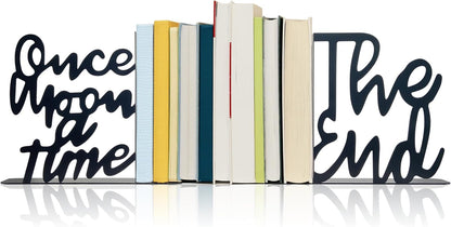 MAKABAKA Once Upon A Time Bookends,Metal Decorative Bookends,Once Upon A Time Sign for Bookshelf, Reading Nook