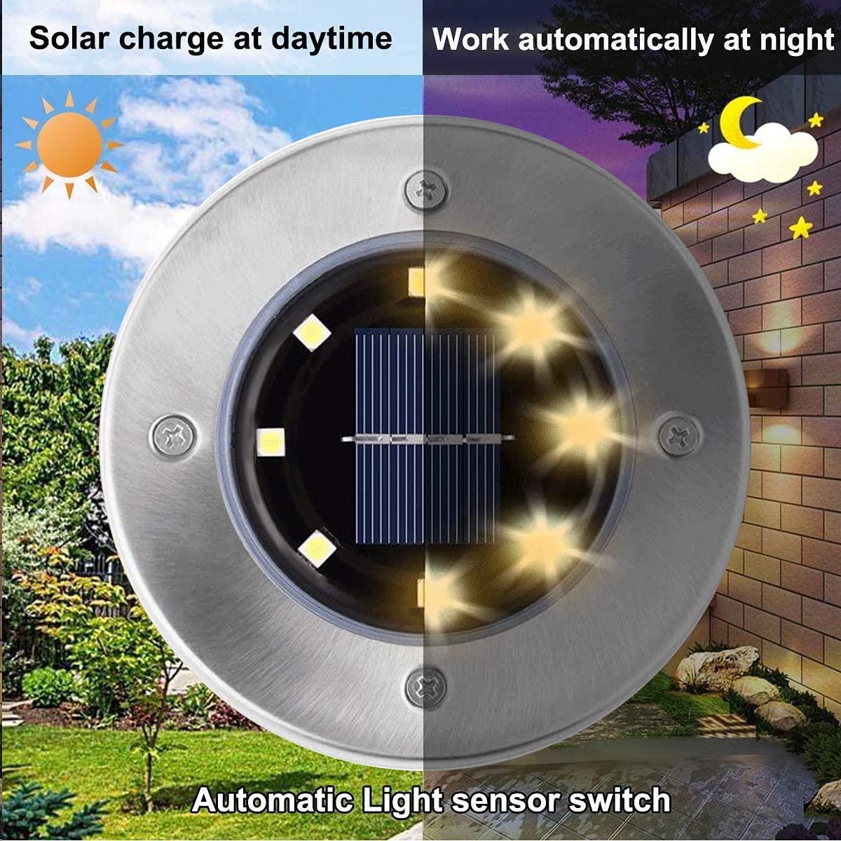 Rayolon Solar Ground Lights, Waterproof Solar Garden Lights, Upgraded Outdoor Garden Waterproof Bright in-Ground Lights, Landscape Lights for Pathway,Yard,Deck,Lawn,Patio,Walkway (12 Pack Warm Light
