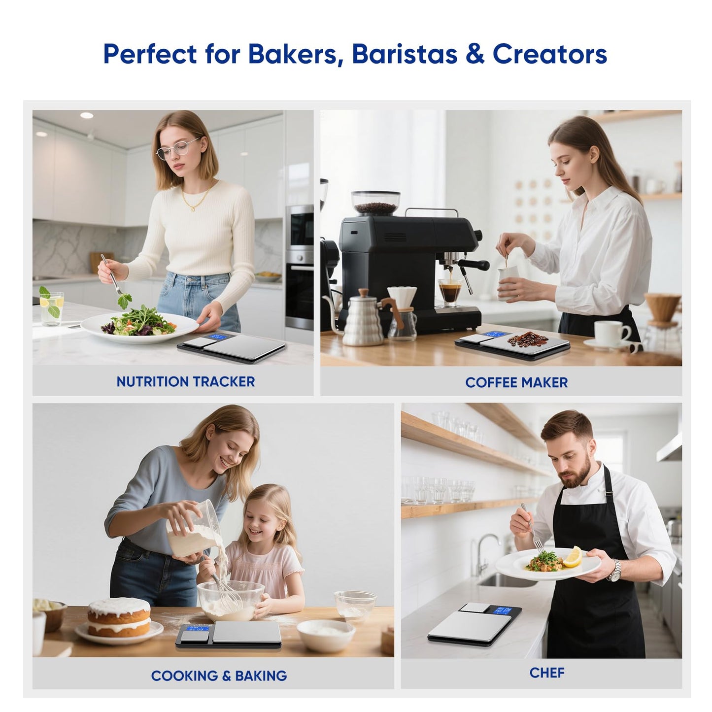 Dual Platform Food Kitchen Scale with 0.01g/0.001oz High Precision, 15kg/33lb Bakery Scale, Dual Accuracy Kitchen Scale for Sourdough Bread, Baking and Cooking with 7 Unit Tare and Totalizer