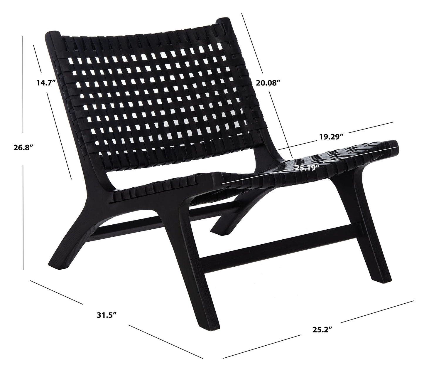Safavieh Home Luna Black and Black Leather Woven Accent Chair