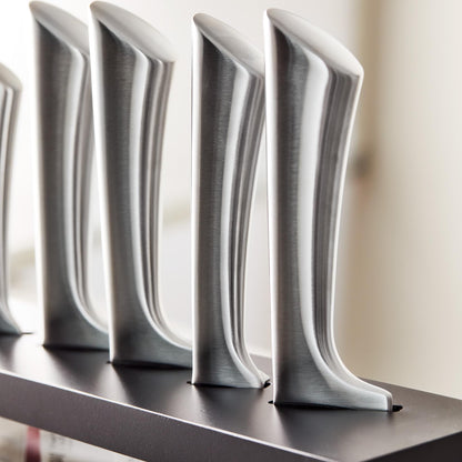 Cuisine::pro Damashiro 8-Piece Satori Knife Block - Japanese Steel Knife Set with Acacia Wood Knife Block -Damascus-Inspired Blade