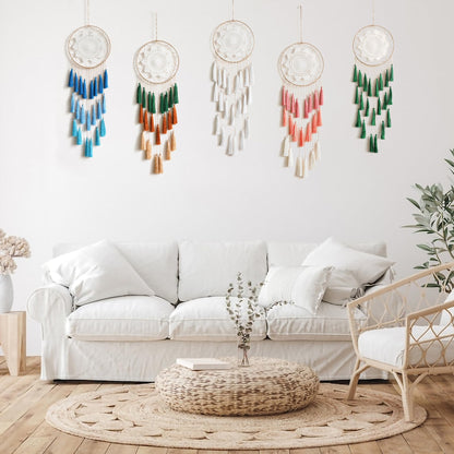 Artilady Macrame Dream Catchers for Bedroom - Tassel Wall Hanging Handmade Dreamcatchers Home Decor with Tassel Feather Ornament Craft Blessing Gift