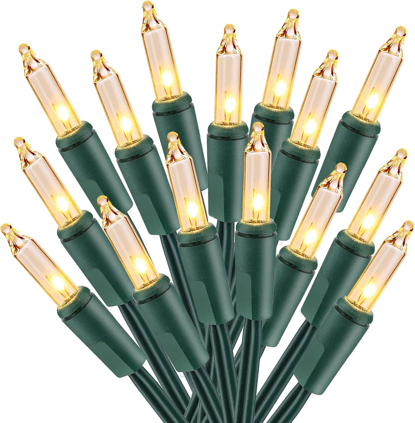 21FT 100 Count Brizled Warm White Clear Christmas Lights Connectable, Mini Incandescent String Lights Plug