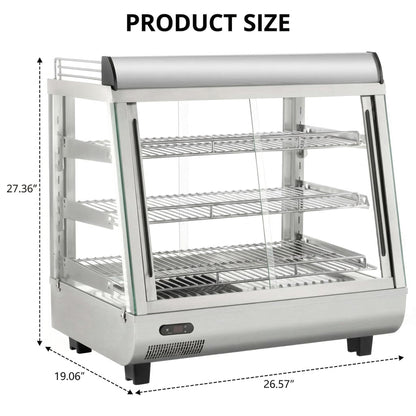 GarveeHome 3.4 Cu. ft. Capacity, Countertop Display Warmer with LED Lighting, Stainless Steel, Adjustable Temperature Control – Perfect for Food Display, Café, Bakery, and Concession Stands