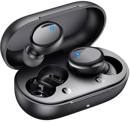 Lanteso True Wireless Bluetooth 5.3 Earbuds, 48H Playtime,Light Weight Headphones in Ear Buds Built in Mic Headset Premium Sound with Deep Bass,Clear Calls Earphones for Sports Workout Black