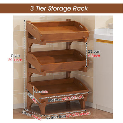 MDYHY Wooden Fruit and Vegetable Storage Basket ， 4 Tier Commercial Retail Rack Display Stand for Home Kitchen Pantry, Free Standing Snack Shelf