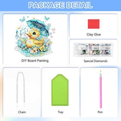 QENSPE Diamond Painting Art Hanging Kits for Adults, 5D Yellow Duck Diamond Paingting Ornaments with Chain, DIY Butterfly Crystal Window Pendants for Home Wall Decor Double Sided Gift 8X8 inch