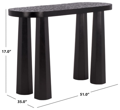 SAFAVIEH Couture Collection - Petraclara Black Solid Wood Console Table, Sculptural Oval Design, Modern Accent (SFV5791A)