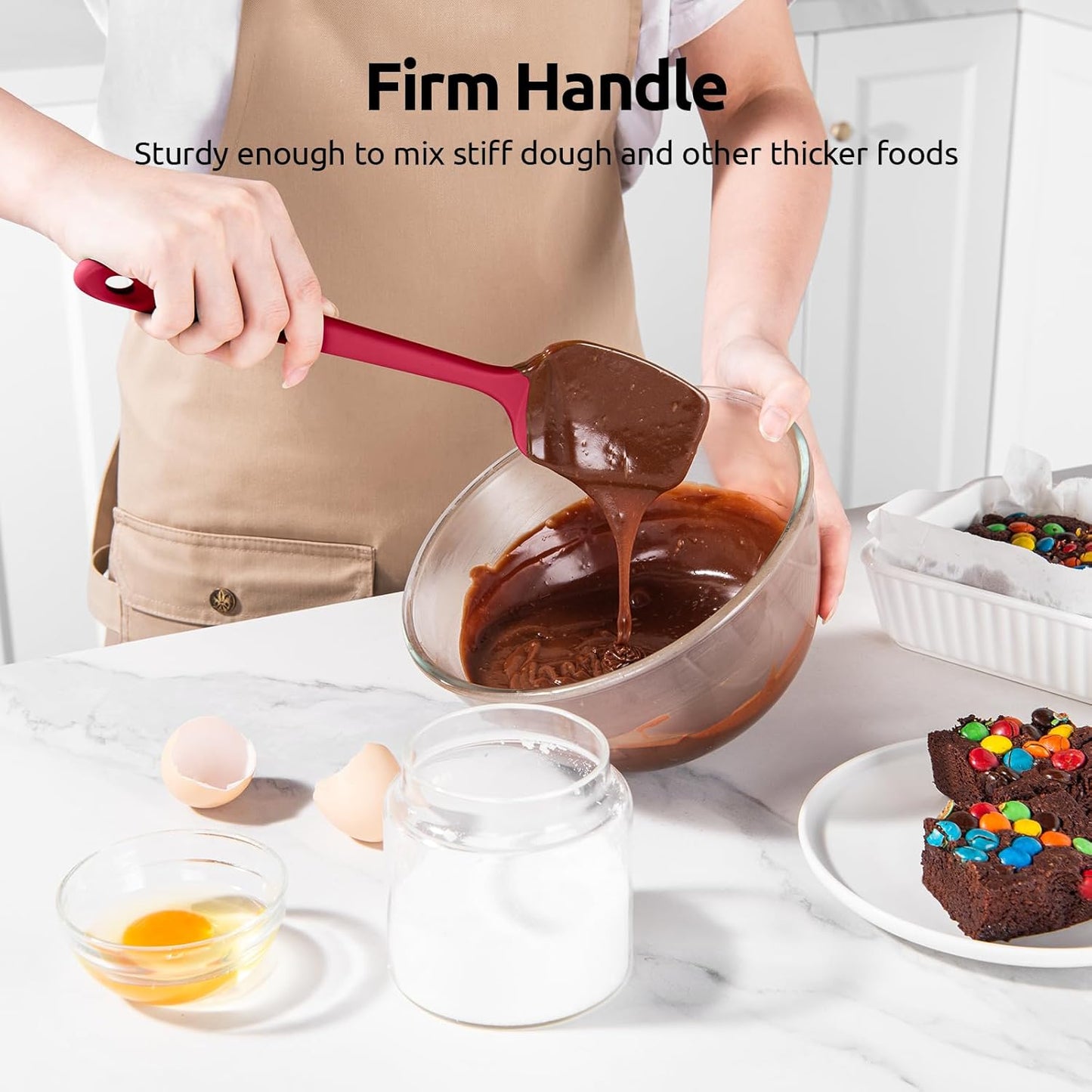 U-Taste Silicone Spoon Spatula Set - 600ºF Heat Resistant Flexible Rubber Kitchen Baking Utensils Set of 3