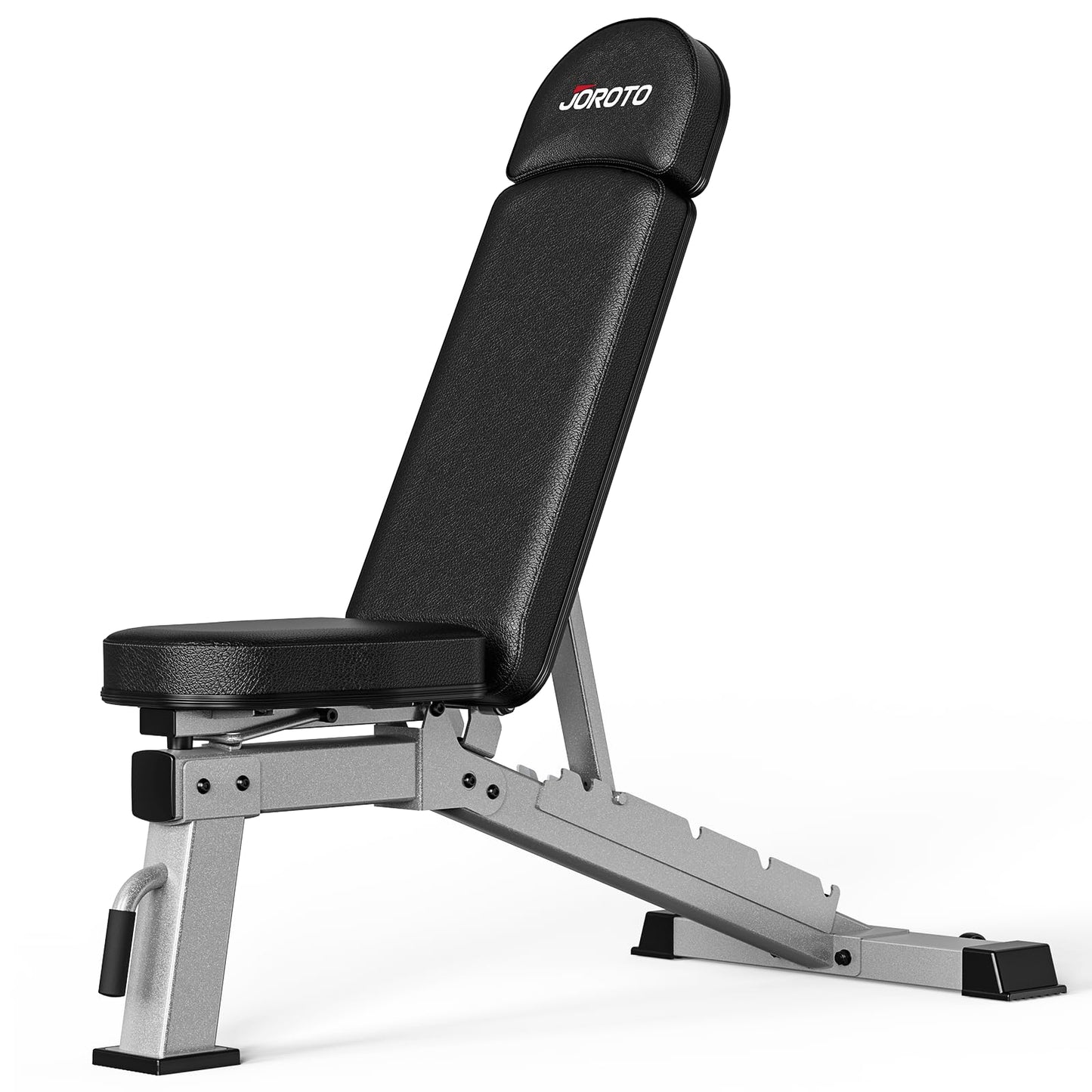 JOROTO Adjustable Weight Bench - 1300LBS Heavy Duty Workout Bench for Strength Training, Decline/Flat/Incline Bench Press with 34" Extra-Long Backrest & Wheels for Full Body Exercise, Grey