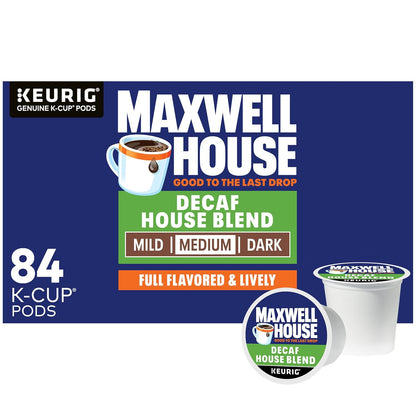 Maxwell House Decaf House Blend K-Cup Coffee Pods - Medium Roast, 84 Count Box
