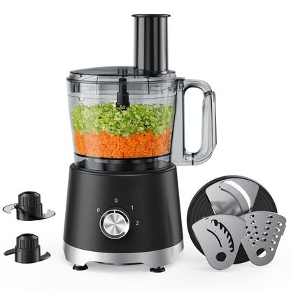 OLIXIS Food Processor 10.5 Cup, Vegetable Choppers with Slicing Shredding Chopping Kneading, Dishwasher Safe, Food Grinder, Stainless Steel Blades, for Smoothie Fruit Dough, 2.6QT, Black