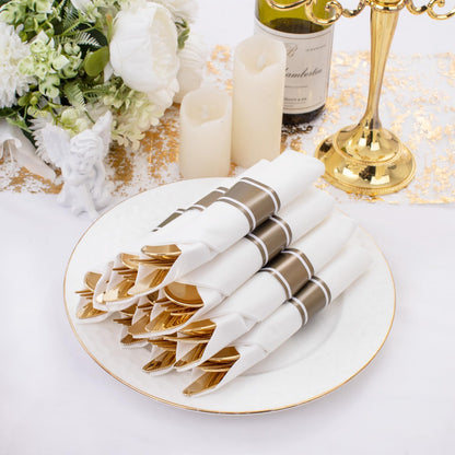 Supernal 120Pack Gold Plastic Silverware Wrapped Plastic Cutlery Set with Napkin,Pre Rolled Napkins with Cutlery Set,Rolled Silverware Disposable For Valentine's Day Mother's Day and Easter