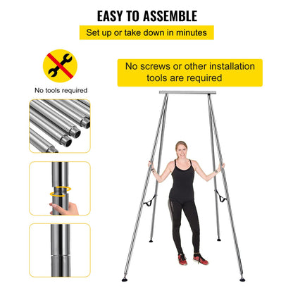 Happybuy Yoga Sling Inversion 9.6 FT Height Inversion Yoga Swing Stand Max Capacity 551lbs/250kg Aerial Yoga Frame with 236in/6m Yoga Swing Inversion Sling Body Bundle Safety Belts Green