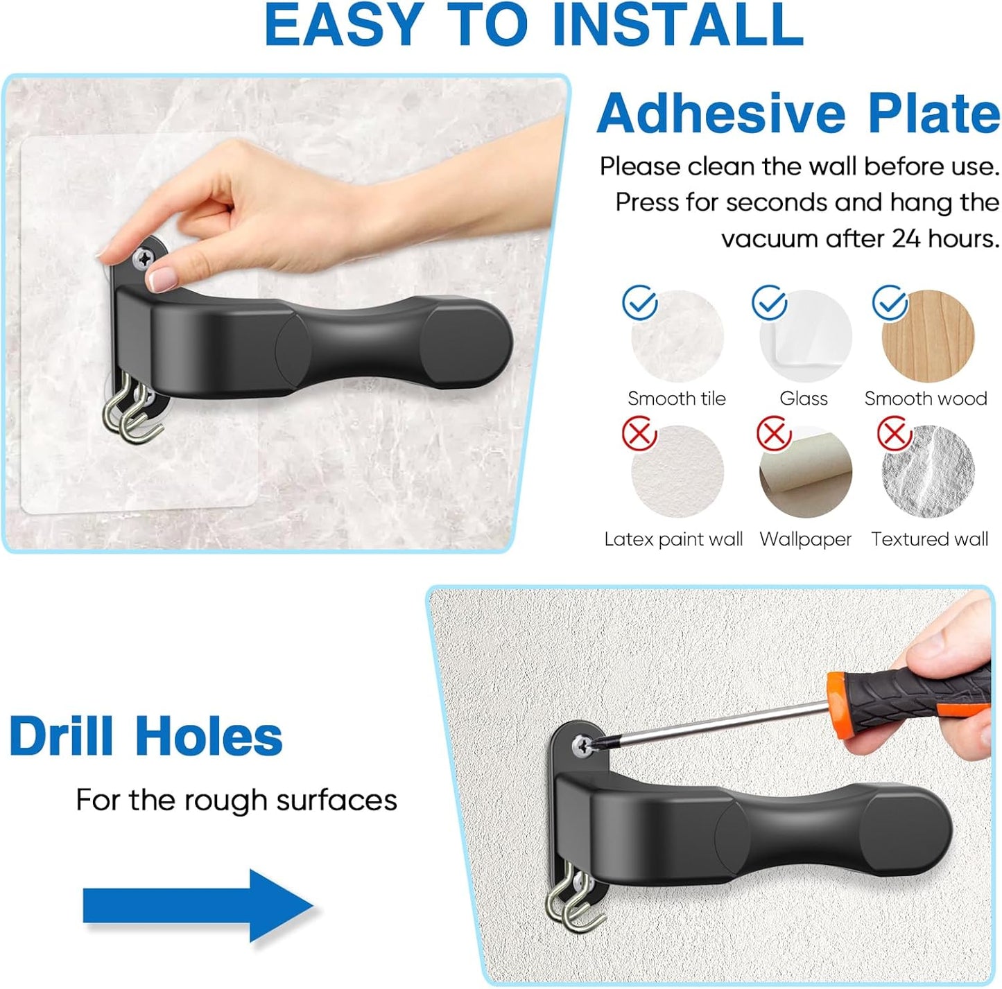 Wall Mount Holder for Shark IX141 IZ562H IZ682H IZ361H IZ462H Pet Cordless Stick Vacuum, Compatible with Dyson V10 V11